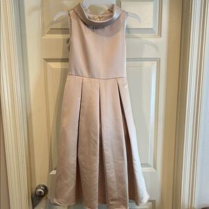 Girls' Blush Pink Sleeveless Formal Dress with Pleated Skirt